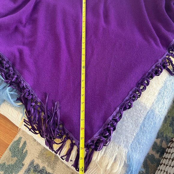 Purple Cashmere & Leather Fringe Shawl Italy - Picture 6 of 6